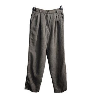 Montaldo's Houndstooth Pattern High Waist‎ Pleated Trousers Black White  sixe